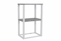 Rise hj&oslash;rnebord med 2 hylder i betonlook 45x30cm hvid