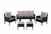 Knock outdoor loungegruppe med sofa, stole, skamler og bord