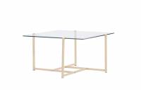 Hybrid sofabord 80x80cm glas med tr&aelig;look stel