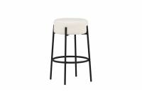 Tucson barstol 70 cm i hvid boucle med sorte st&aring;lben