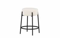 Tucson barstol 60 cm i hvid boucle med sorte st&aring;lben