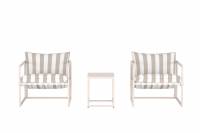 Messina Lounges&aelig;t med 2 stole, sidebord og stribede hynder beige