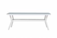 Virya udend&oslash;rs spisebord 200x100cm med glasbordplade hvid