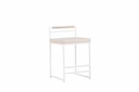 Opelika barstol 58 cm beige i bl&oslash;d velour med hvide st&aring;lben