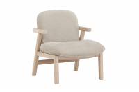 Rile l&aelig;nestol i hvidlakeret tr&aelig; med beige stof