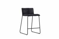 Bisbee barstol 65cm i sort boucl&eacute; med st&aring;lben