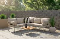 Penh lounges&aelig;t med hj&oslash;rnesofa og bord 198x198x60cm beige