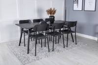 Sleek spisebordss&aelig;t 195x95cm sort bord + 6 sorte fletstole