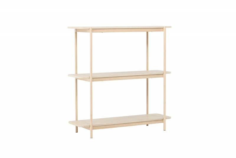 Heim reol 120x120x40cm med 3 &aring;bne hylder i MDF hvidvasket