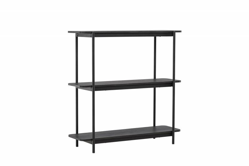 Heim reol 120x120x40cm med 3 &aring;bne hylder i MDF sort