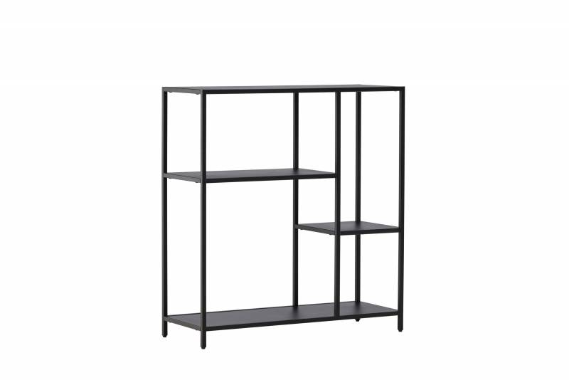 Puno reol 86x80x30cm i st&aring;l med 3 hylder sort