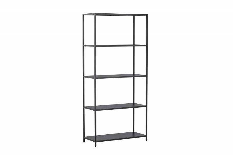 Montevideo reol 150x70x30cm i st&aring;l med 5 &aring;bne hylder sort