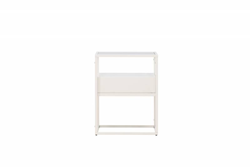 Fortaleza sidebord 40x40cm med glasbordplade hvid