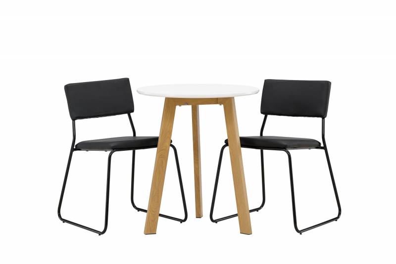 Leonora spisebordss&aelig;t med bord &Oslash;65cm og to stole sort