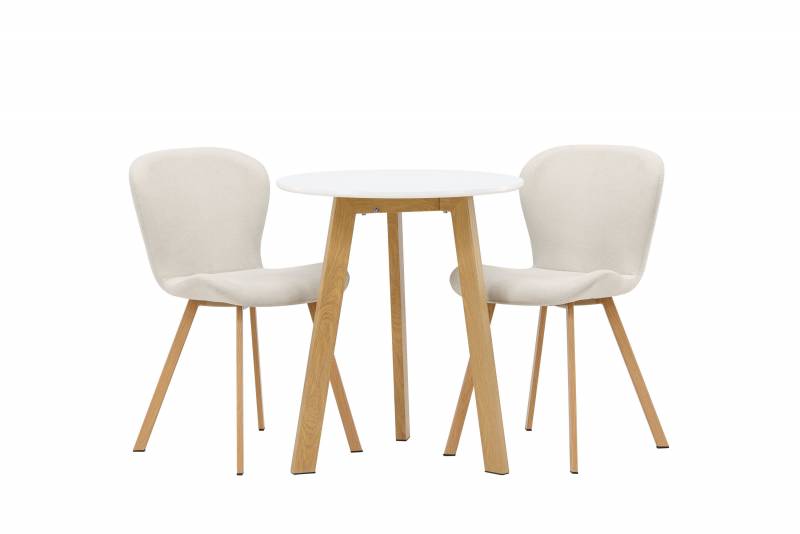 Leonora spisebordss&aelig;t med bord &Oslash;65cm og to stole beige