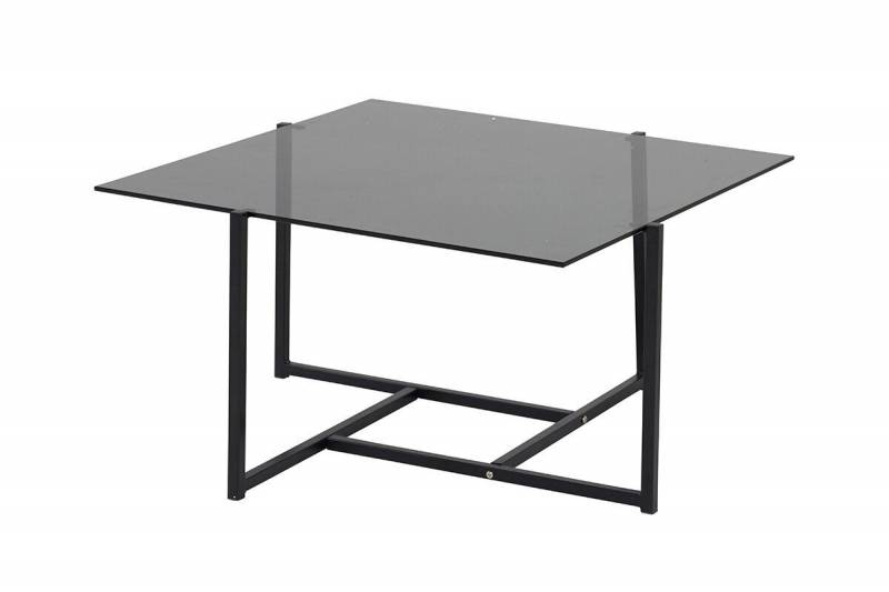 Hybrid sofabord 80x80 cm med gr&aring; glasbordplade