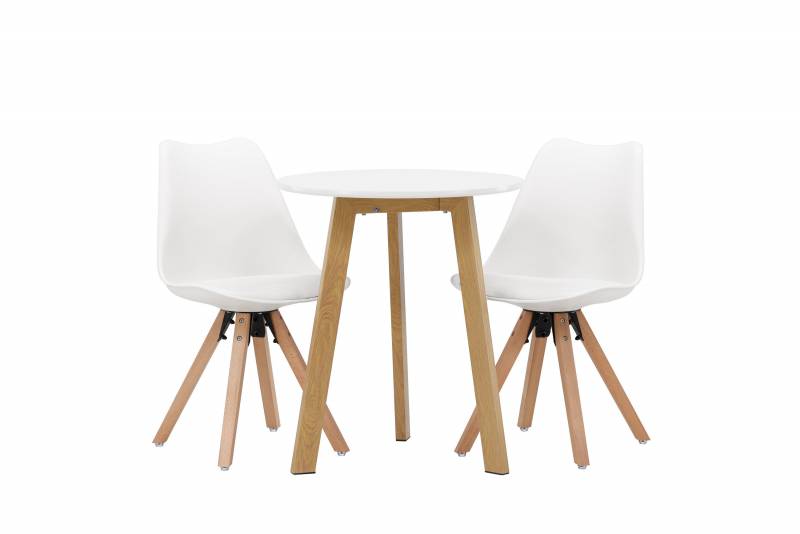 Leonora spisebordss&aelig;t &Oslash;65cm med 2 spisebordsstole hvid