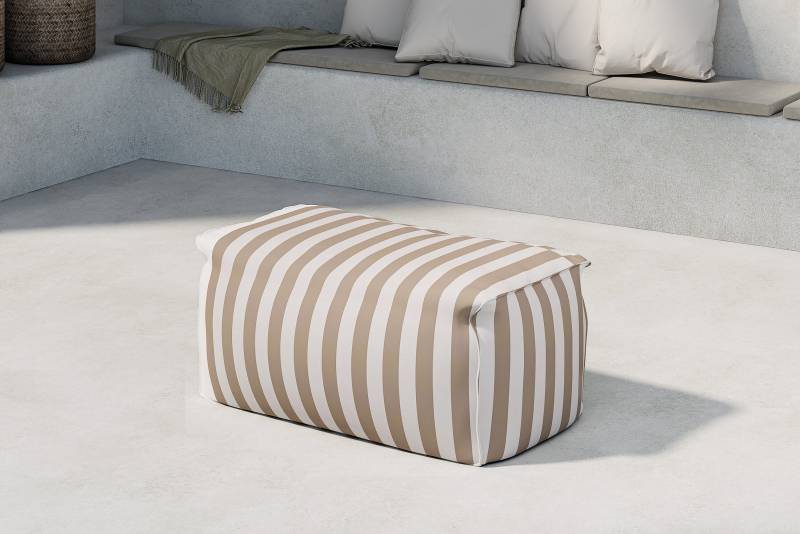 Redang udend&oslash;rs Ottoman 75x40cm hvid og beige stribet