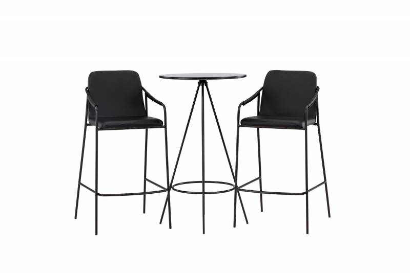 Bistro bars&aelig;t med bord &Oslash;60cm og to Tvist stole sort