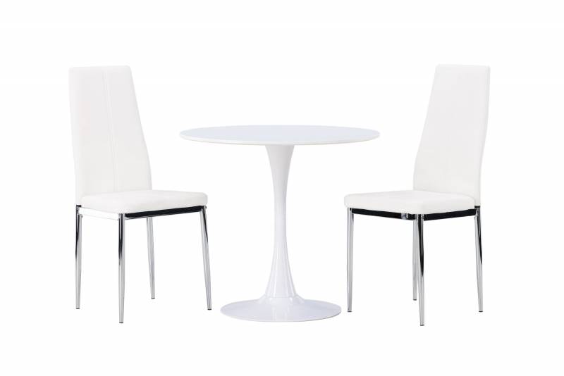 Hamden spisebordss&aelig;t med bord &Oslash;80cm og to stole hvid