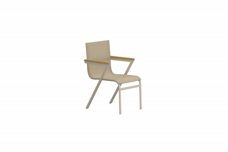 Mexico havestol med arml&aelig;n i teak og beige aluminium