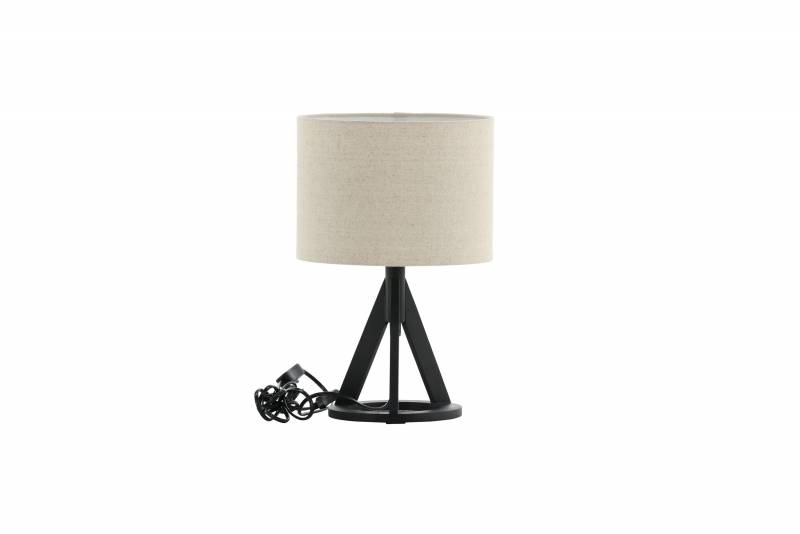 Kona bordlampe 51cm med hvid linnedsk&aelig;rm og sort stel