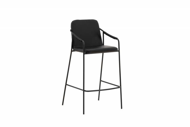 Tvist barstol med arml&aelig;n 72 cm sort PU og metalstel