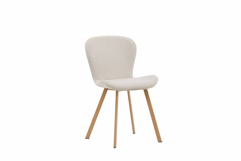 Lilja spisebordsstol med beige stof og ben i egetr&aelig;slook