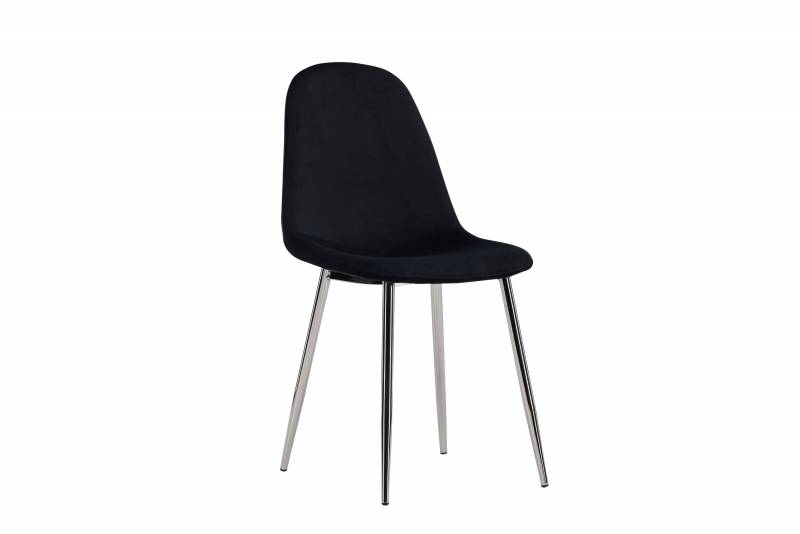 Polar spisebordsstol med sort velour-look og krom ben