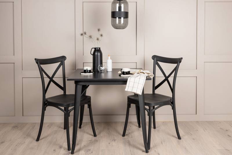 Tempe spisebordss&aelig;t med bord 80x80cm og to Crosett stole