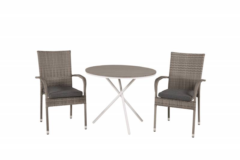 Parma+Anna havem&oslash;bels&aelig;t med caf&eacute;bord &Oslash;90cm og 2 stole gr&aring;