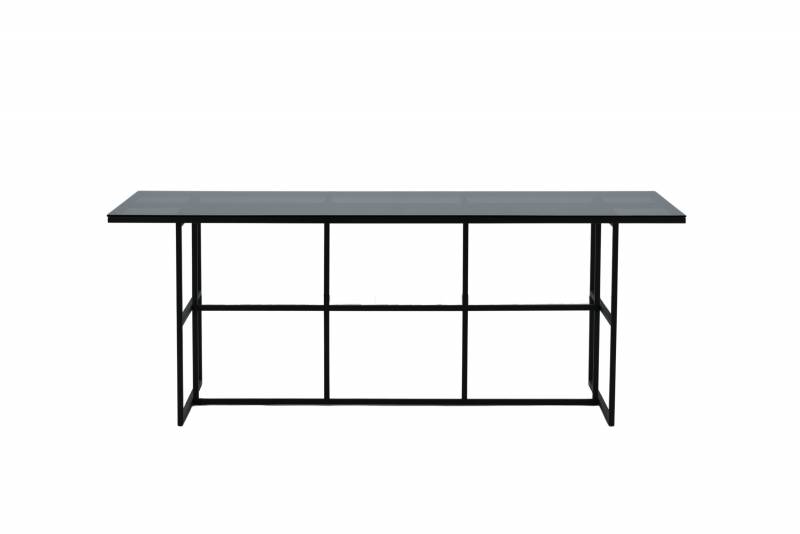 Leif spisebord 200x90cm med glasbordplade sort