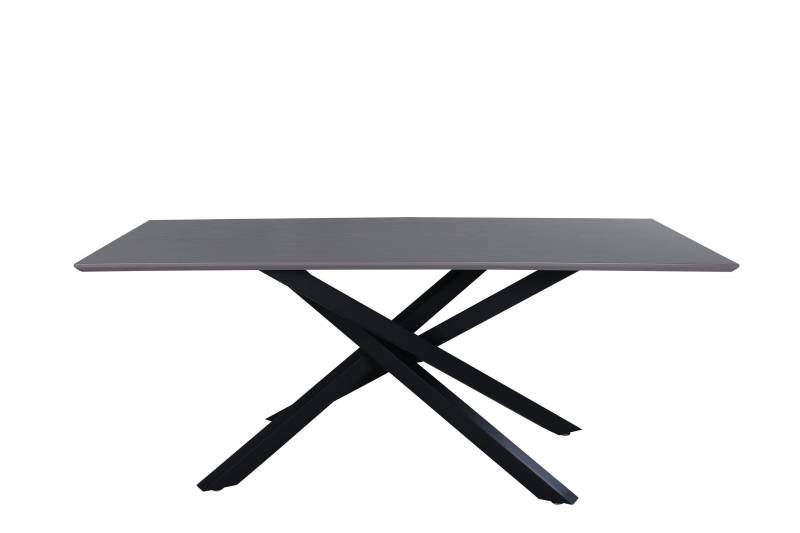 Piazza spisebord 180x90 cm i gr&aring; MDF med krydsben i metal