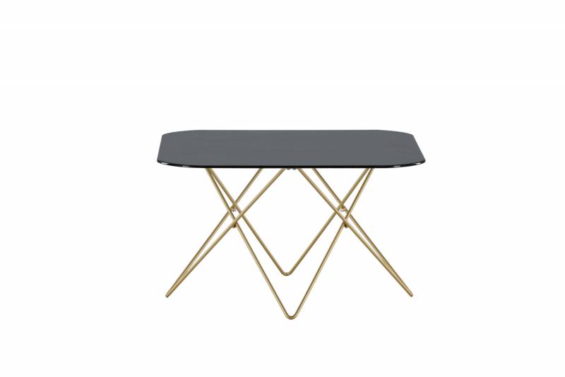 Tristar sofabord 80x80 cm i sort marmorglas og messing