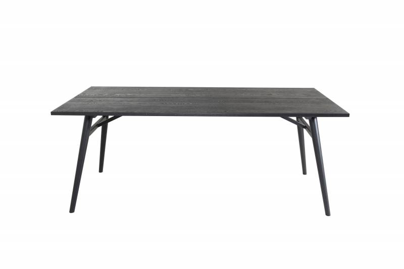 Sleek spisebord med udtr&aelig;k 195x95 cm i sort egetr&aelig;sfiner