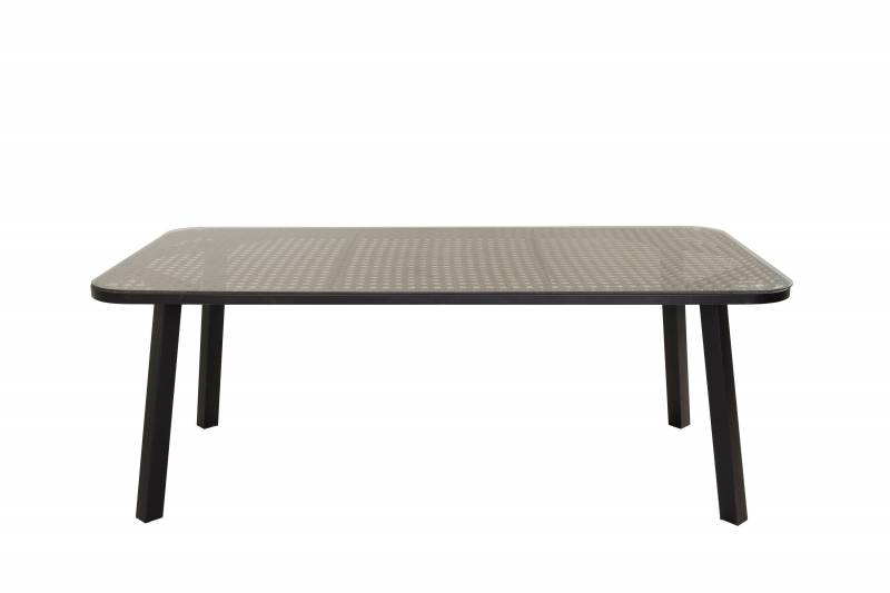 Paola havebord 200x100cm med glasbordplade sort