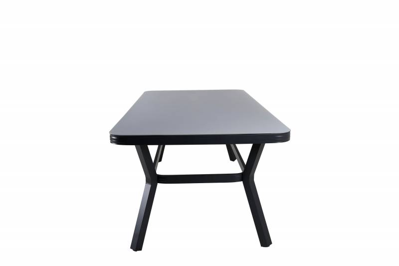 Virya udend&oslash;rs spisebord 200x100cm med glasbordplade sort