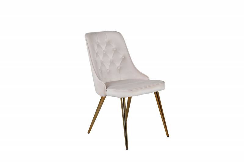 Velvet Deluxe spisebordsstol i beige velour med messingben