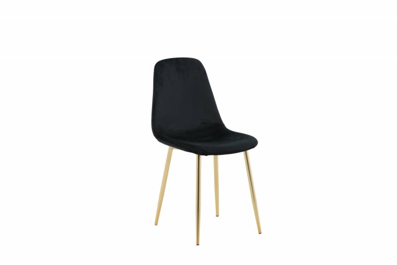 Polar spisebordsstol i sort velour og messingstel