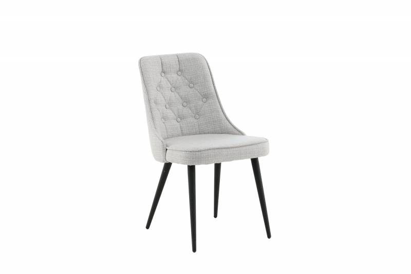 Velvet Deluxe spisebordsstol med gr&aring;t stof og metalben