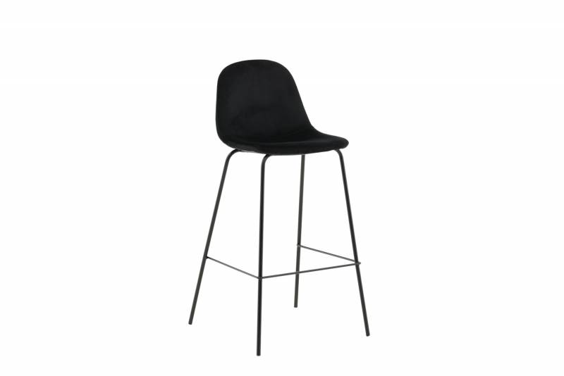 Polar barstol 77 cm med sort velour og metalstel
