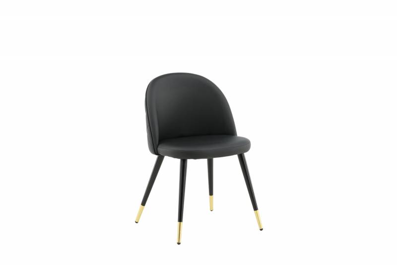 Velvet spisebordsstol i sort velour & linned med sort stel