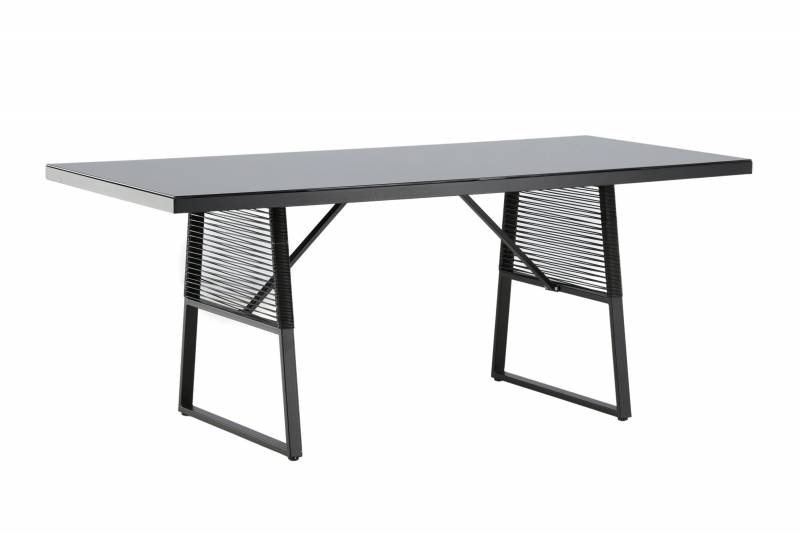 Dallas udend&oslash;rs havebord 193x90cm med glasbordplade sort