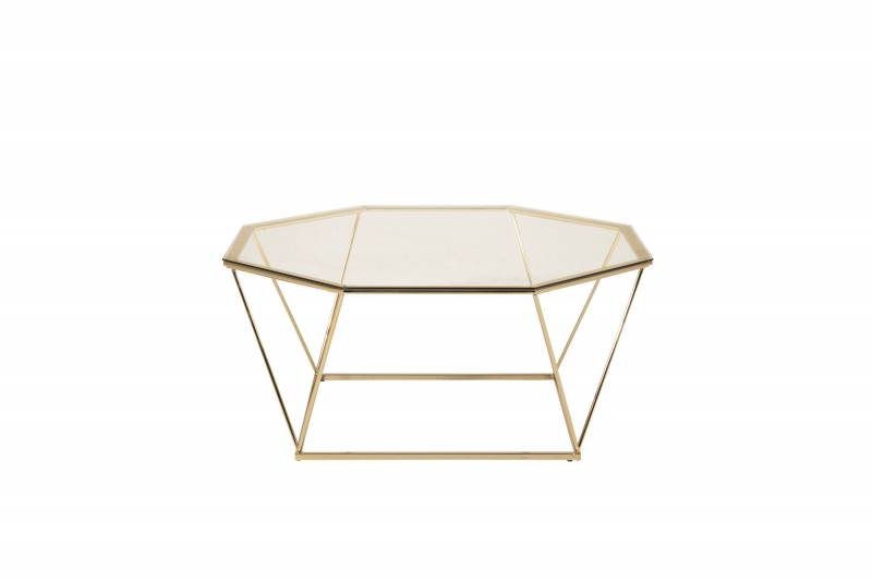 &Ouml;sterlen sofabord 100x100 cm i guld med glasplade