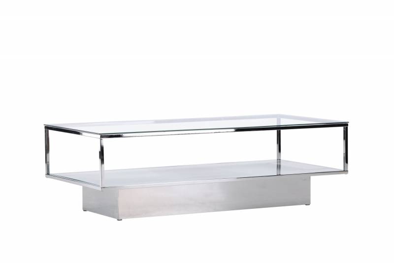 Maglehem sofabord 130x60cm glas og st&aring;l