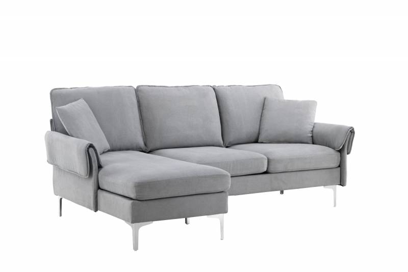 Toulouse sofa 3-personers med chaiselong gr&aring; stof