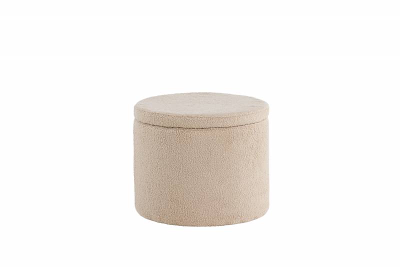 Dunken puf &Oslash;51cm i polyesterteddy beige