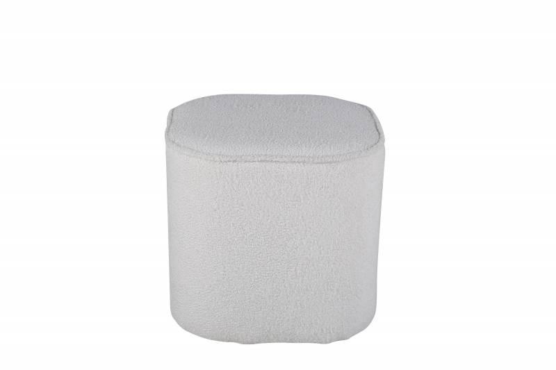 Piff puf &Oslash;44cm i polyesterteddy hvid