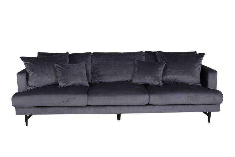 Sofia sofa 3-personers m&oslash;rkegr&aring; velour