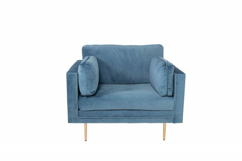 Boom l&aelig;nestol 110 cm i velour bl&aring;